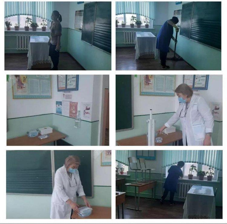 пандемияның таралуының алдын алуға орай күнделікті сынып бөлмелерінде ылғалды тазалық жұмыстары